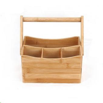 Bamboo Flatware Caddy with Handle