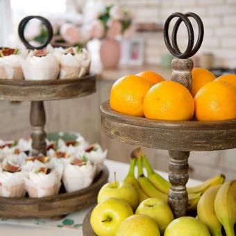 Kitchen Tray with Metal Round Decorative Handle